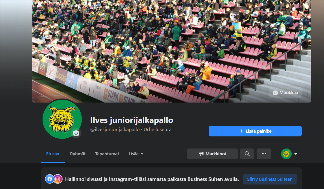Ilves juniorijalkapallon Facebook sivut muokattu
